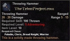 In-game tooltip for Thrown Hammer