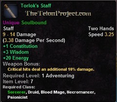 In-game tooltip for Torlok's Staff