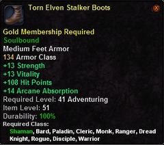 In-game tooltip for Torn Elven Stalker Boots