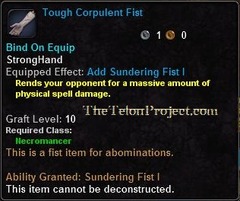 In-game tooltip for Tough Corpulent Fist