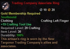 In-game tooltip for Trading Company Associate Ring