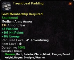 In-game tooltip for Treant Leaf Padding