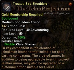 In-game tooltip for Treated Sap shoulders