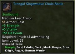 In-game tooltip for Trengal Kingsweave Chain Boots