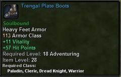 In-game tooltip for Trengal Plate Boots