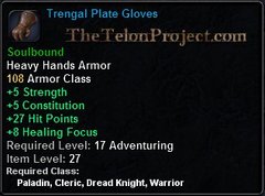 In-game tooltip for Trengal Plate Gloves