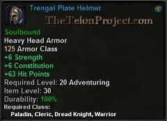 In-game tooltip for Trengal Plate Helmet