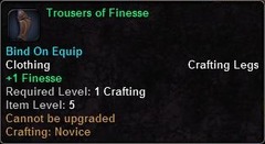 In-game tooltip for Trousers Of Finesse