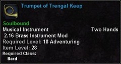 In-game tooltip for Trumpet of Trengal Keep