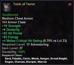 In-game tooltip for Tunic of Terror