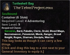 In-game tooltip for Turtleshell bag
