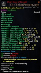 In-game tooltip for Ulvari Stone of Strength
