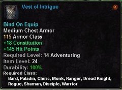 In-game tooltip for Vest Of Intrigue