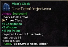In-game tooltip for Vicar's Cloak