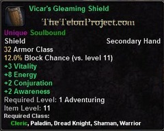 In-game tooltip for Vicar's Gleaming Shield