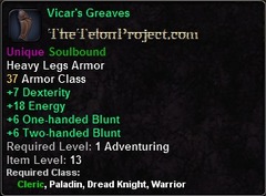 In-game tooltip for Vicar's Greaves