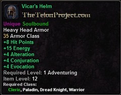 In-game tooltip for Vicar's Helm