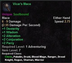 In-game tooltip for Vicar's Mace