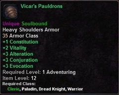 In-game tooltip for Vicar's Pauldrons