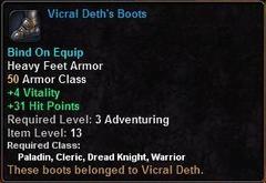 In-game tooltip for Vicral Deth's Boots