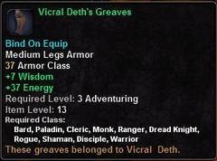 In-game tooltip for Vicral Deth's Greaves