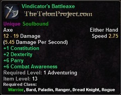 In-game tooltip for Vindicator's Battleaxe