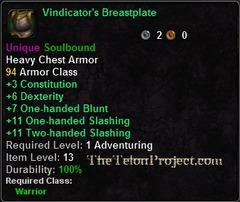 In-game tooltip for Vindicator's Breastplate