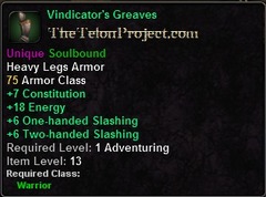 In-game tooltip for Vindicator's Greaves