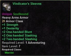 In-game tooltip for Vindicator's Sleeves