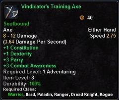 In-game tooltip for Vindicators Training Axe