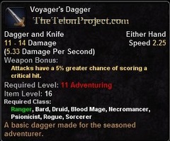 In-game tooltip for Voyager's Dagger