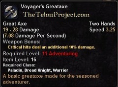 In-game tooltip for Voyager's Greataxe