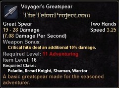 In-game tooltip for Voyager's Greatspear