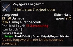 In-game tooltip for Voyager's Longsword