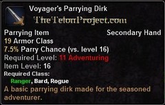 In-game tooltip for Voyager's Parrying Dirk
