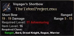 In-game tooltip for Voyager's Shortbow