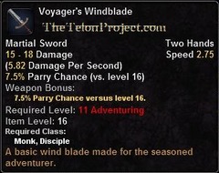In-game tooltip for Voyager's Windblade