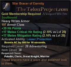 In-game tooltip for War Bracer Of Eternity