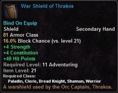 In-game tooltip for War Shield Of Thrakos