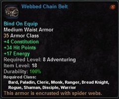 In-game tooltip for Webbed Chain Belt