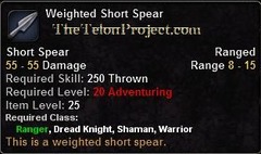 In-game tooltip for Weighted Short Spear