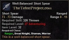 In-game tooltip for Well-Balanced Short Spear