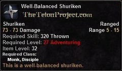 In-game tooltip for Well-Balanced Shuriken