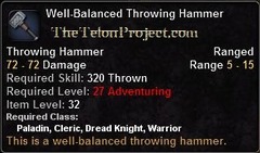 In-game tooltip for Well-Balanced Throwing Hammer