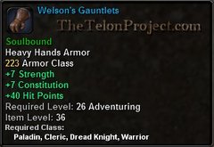 In-game tooltip for Welson's Gauntlets