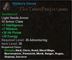 In-game tooltip for Welson's Gloves