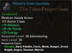 In-game tooltip for Welson's Scale Gauntlets