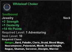 In-game tooltip for Whiteleaf Choker