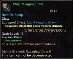 In-game tooltip for Wiry Ravaging Claw