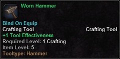 In-game tooltip for Worn Hammer